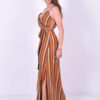 Μάξι φόρεμα ριγέ κρουαζέ||ISO FASHION