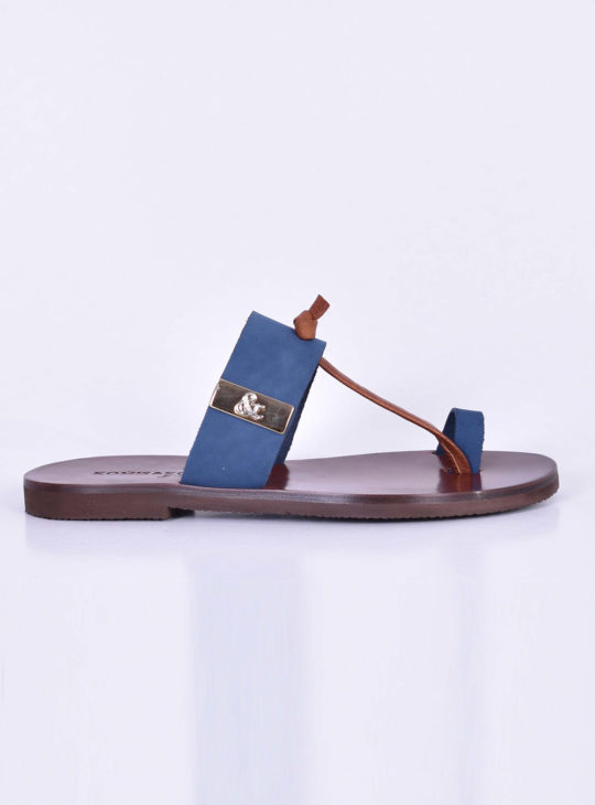Μπλε δερμάτινα πέδιλα/σανδάλια||Γυναικεία Καλοκαιρινά Παπούτσια