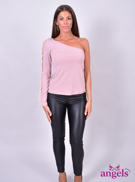 Ροζ μακρυμάνικη μπλούζα με έναν ώμο Le Vertige||Le Vertige For Angels Fashion