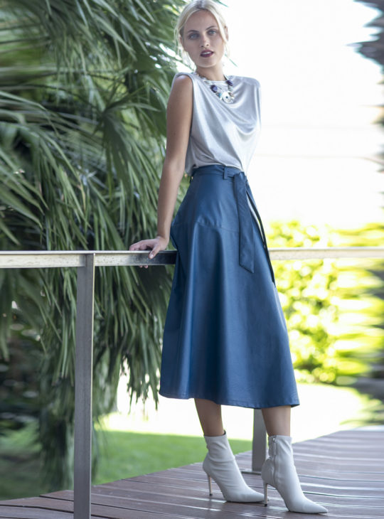 Le vertige φούστα δερμάτινη πετρολ||Φούστες||Γυναικεία ρούχα