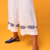 NEMA Παντελόνι με κέντημα ζιπ κιλότ λευκό