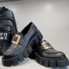 Δερμάτινα μαύρα μοκασίνια Chunky Fardoulis Shoes 128-07