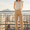 CENTO DENIM Ψηλόμεσο παντελόνι σε μπεζ χρώμα MOM FIT||Τζιν γυναικεία παντελόνια