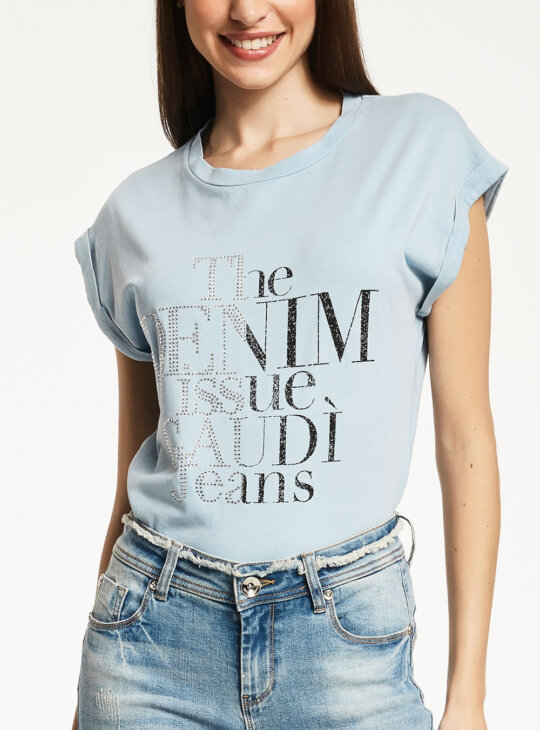 GAUDI T-Shirt Γυναικείο κοντομάνικο μπλουζάκι GAUDI σε σελ χρώμα