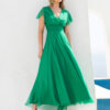 Μάξι φόρεμα με τούλι ,κρουαζέ σε πράσινο χρώμα||ΦΟΡΕΜΑΤΑ ΓΙΑ ΓΑΜΟ ΒΑΠΤΙΣΗ||LE VERTIGE