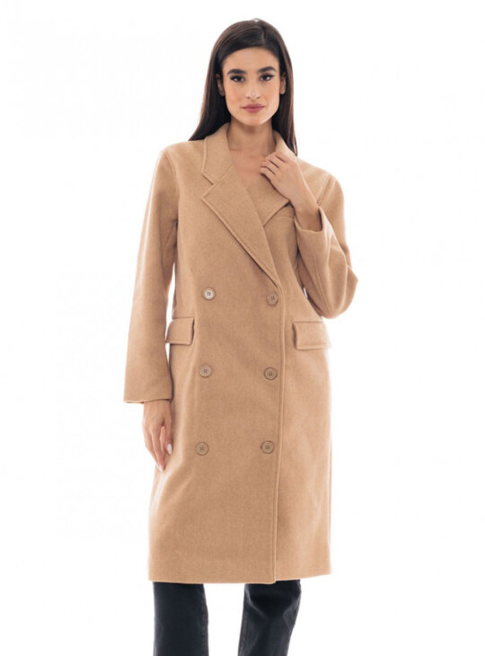 Splendid γυναικείο μακρύ παλτό σε σκουρο μπεζ χρώμα