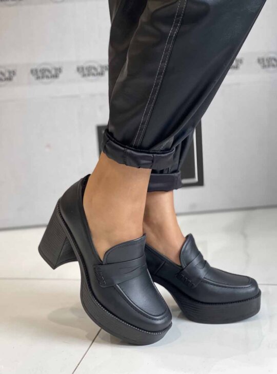 Δερμάτινες Μαύρες γόβες με ύψος τακουνιού 9 εκ.||Γυναικεία δερμάτινα παπούτσια||Γόβες Δερμάτινες Μαύρες