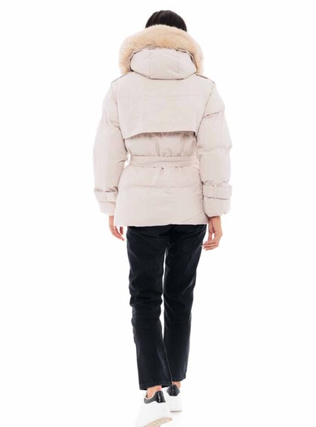 SPLENDID-48-101-059-20226 Μπεζ μπουφάν κοντό με ζώνη||Γυναικεία μπουφάν