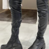 Μαύρες δερμάτινες μπότες πάνω από το γόνατο με πλαϊνό φερμουάρ για άνετη εφαρμογή TOUTOUNIS SHOES||Δερμάτινες μπότες πάνω από το γόνατο μαύρες