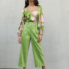 NEMA RESORTWEAR HELA Γυναικειο παντελόνι σε πράσινο χρώμα με πιέτες||ΓΥΝΑΙΚΕΙΑ ΥΦΑΣΜΑΤΙΝΑ ΠΑΝΤΕΛΟΝΙΑ