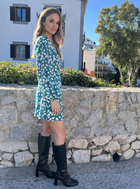 GING-GRENCLO Ginger Mini Wrap Dress In White On Green Cloud (2) DANCING LEOPARD ΜΙΝΙ ΦΟΡΕΜΑ ΚΡΟΥΑΖΕ||ΦΟΡΕΜΑΤΑ