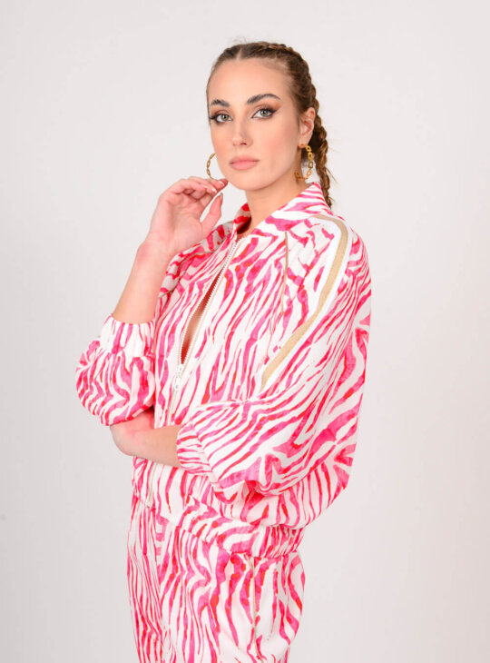 WE COSS Jacket Με print ZEBRA σε ροζ χρώμα ||SET ΦΟΡΜΕΣ