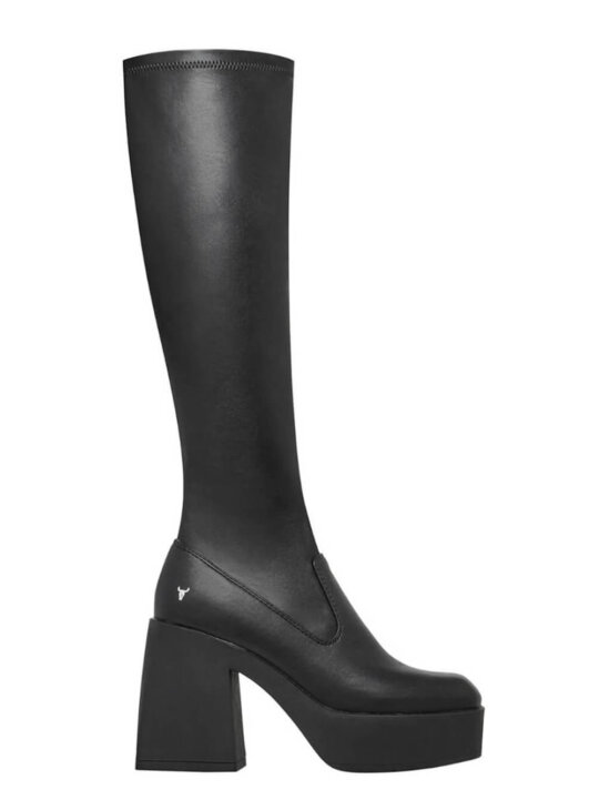 Μαύρες εφαρμοστές μπότες με ψηλό τακούνι WINDSOR SMITH BADGIRLS||ΓΥΝΑΙΚΕΙΕΣ ΜΑΥΡΕΣ ΜΠΟΤΕΣ